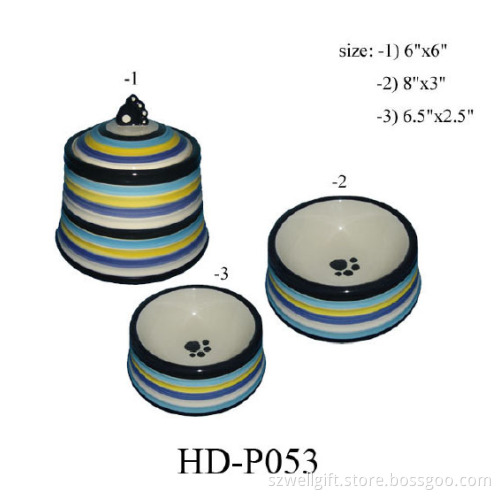 Ceramic Dog Treat Set with Jar and Bowls